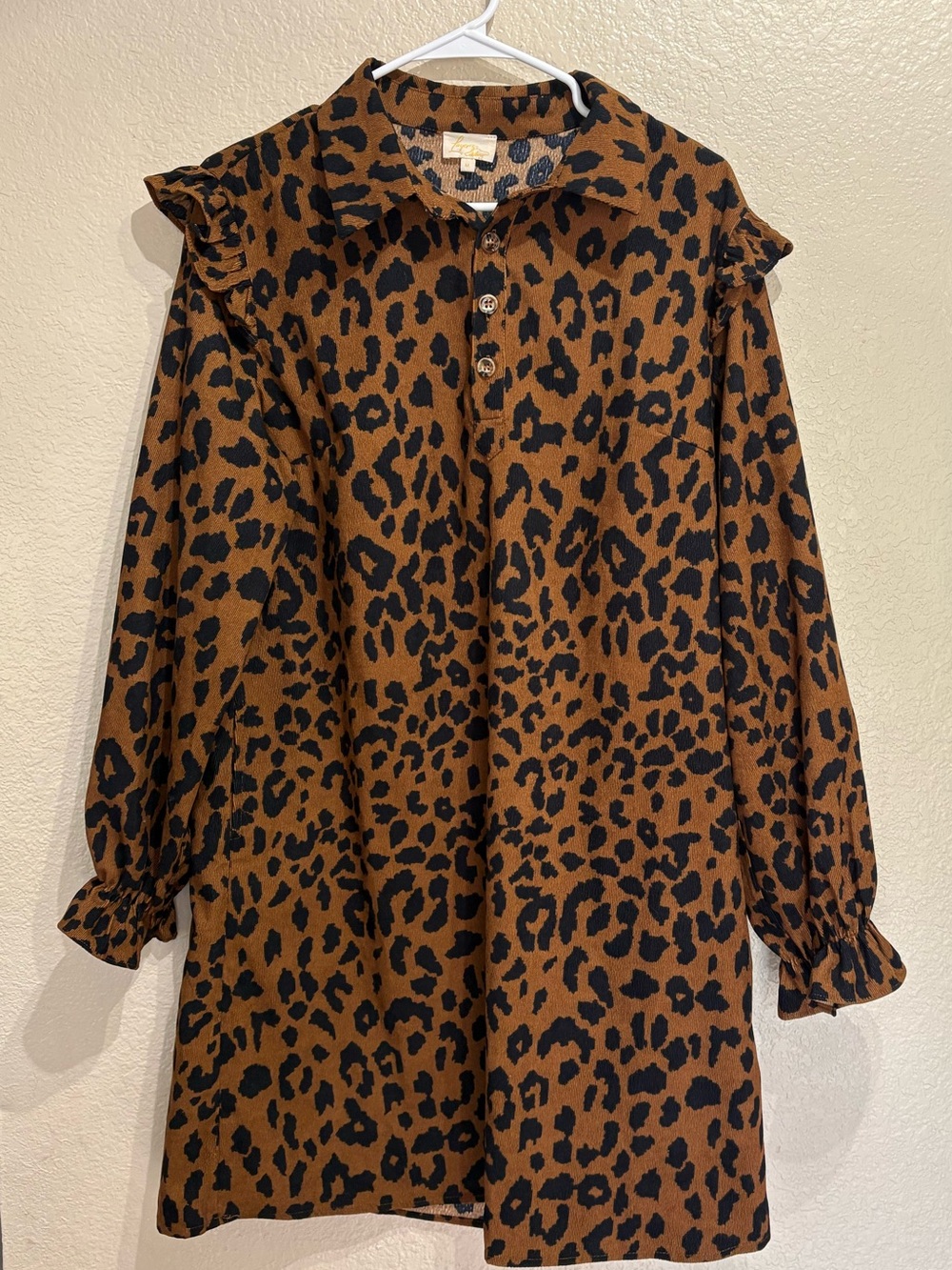 Leopard Print Mini Dress in Brown and Black